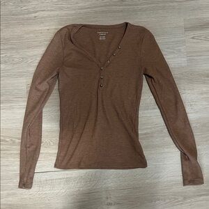 American Eagle Outfitters Waffle Knit Long Sleeve Henley